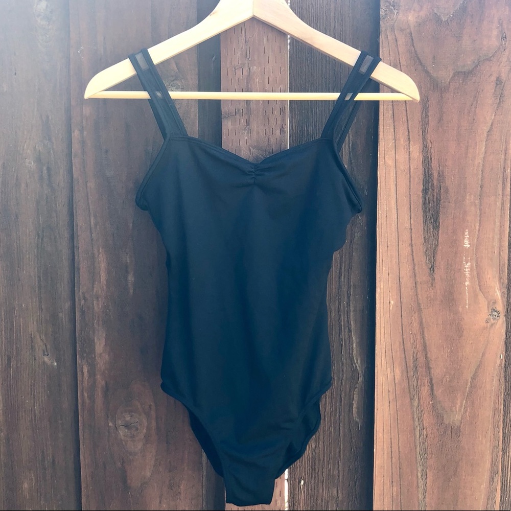 Black Ruched & Mesh Back Leotard/Bodysuit